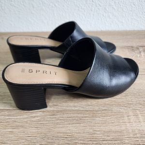 ESPRIT Tayce Black Open Toe Slip On Sandal Heeled Shoe